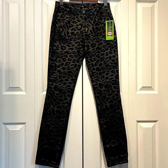 Cartise Black/Gold Animal Print Skinny Jeans Size 6 NWT - Picture 2 of 10